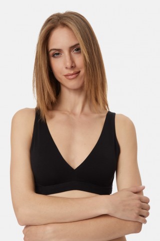 Βαμβακερή Bralette MINERVA 9064B ΜΑΥΡΟ