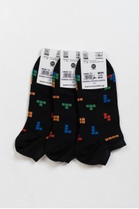 Κοντές κάλτσες MOUTAKIS TETRIS 3 Pack Μαύρο