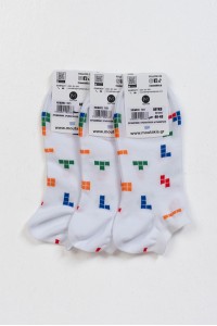 Κοντές κάλτσες MOUTAKIS TETRIS 3 Pack Λευκό