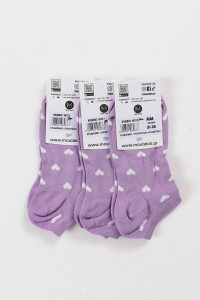 Παιδικές κάλτσες κοντές κορίτσι MOUTAKIS 3 Pack Heart Lilac