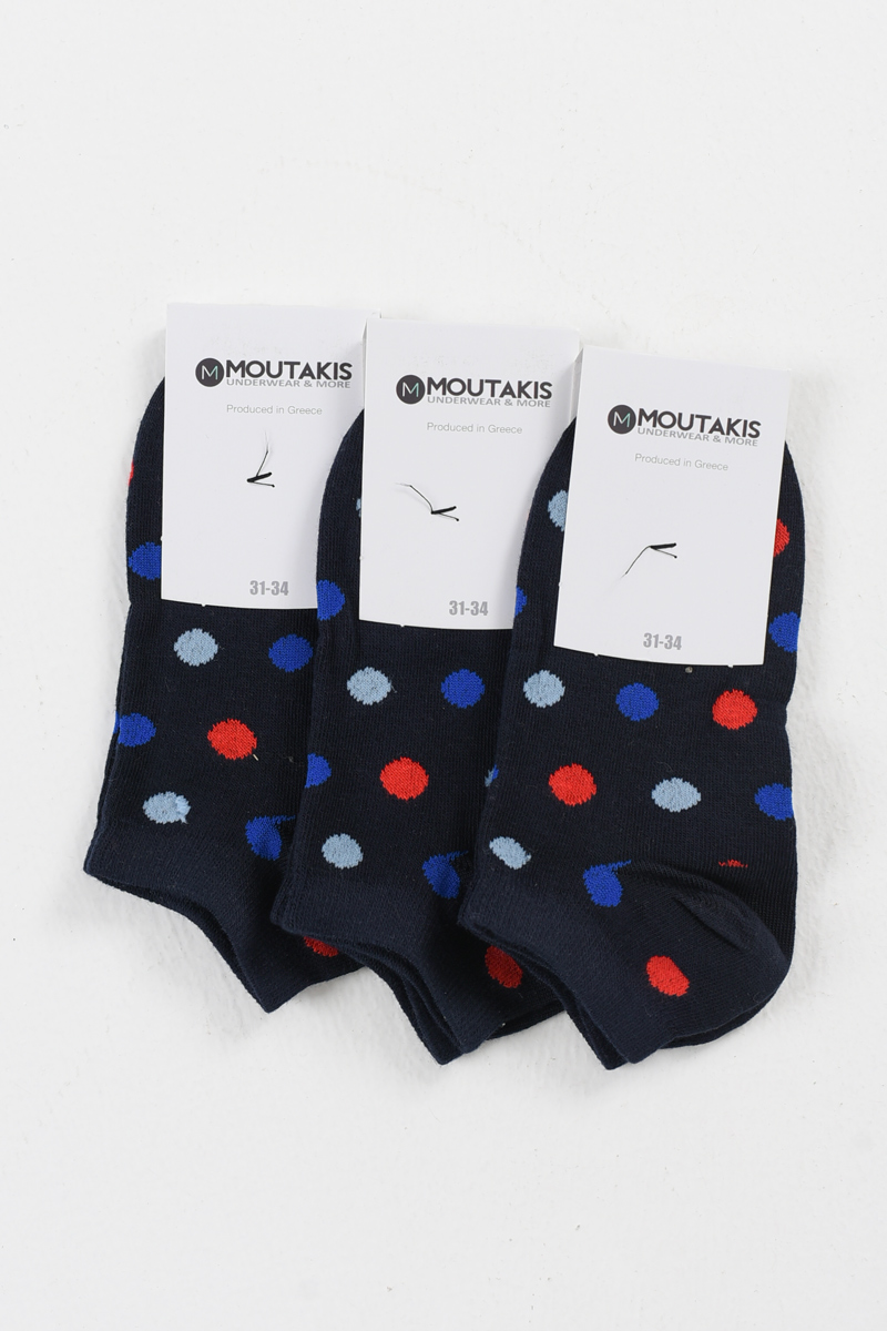 Παιδικές κάλτσες κοντές κορίτσι MOUTAKIS 3 Pack Navy Poua