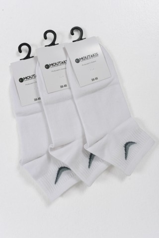 Ημίκοντες κάλτσες MOUTAKIS 3 Pack LOGO Λευκό
