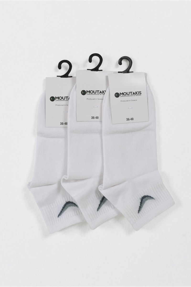 Ημίκοντες κάλτσες MOUTAKIS 3 Pack LOGO Λευκό