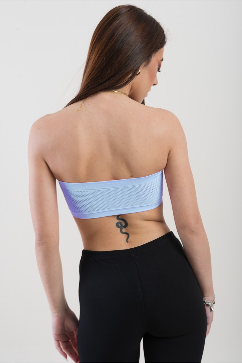 Μπουστάκι strapless με διάτρητη πλάτη ΓΑΛΑΖΙΟ Μπουστάκι strapless με διάτρητη πλάτη ΓΑΛΑΖΙΟ