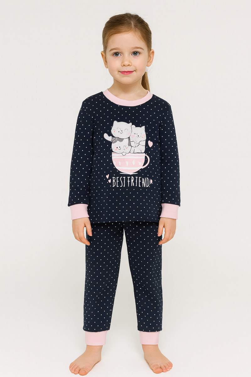 Παιδική πιτζάμα για κορίτσι PRETTY BABY 69212 ΜΠΛΕ ΣΚΟΥΡΟ