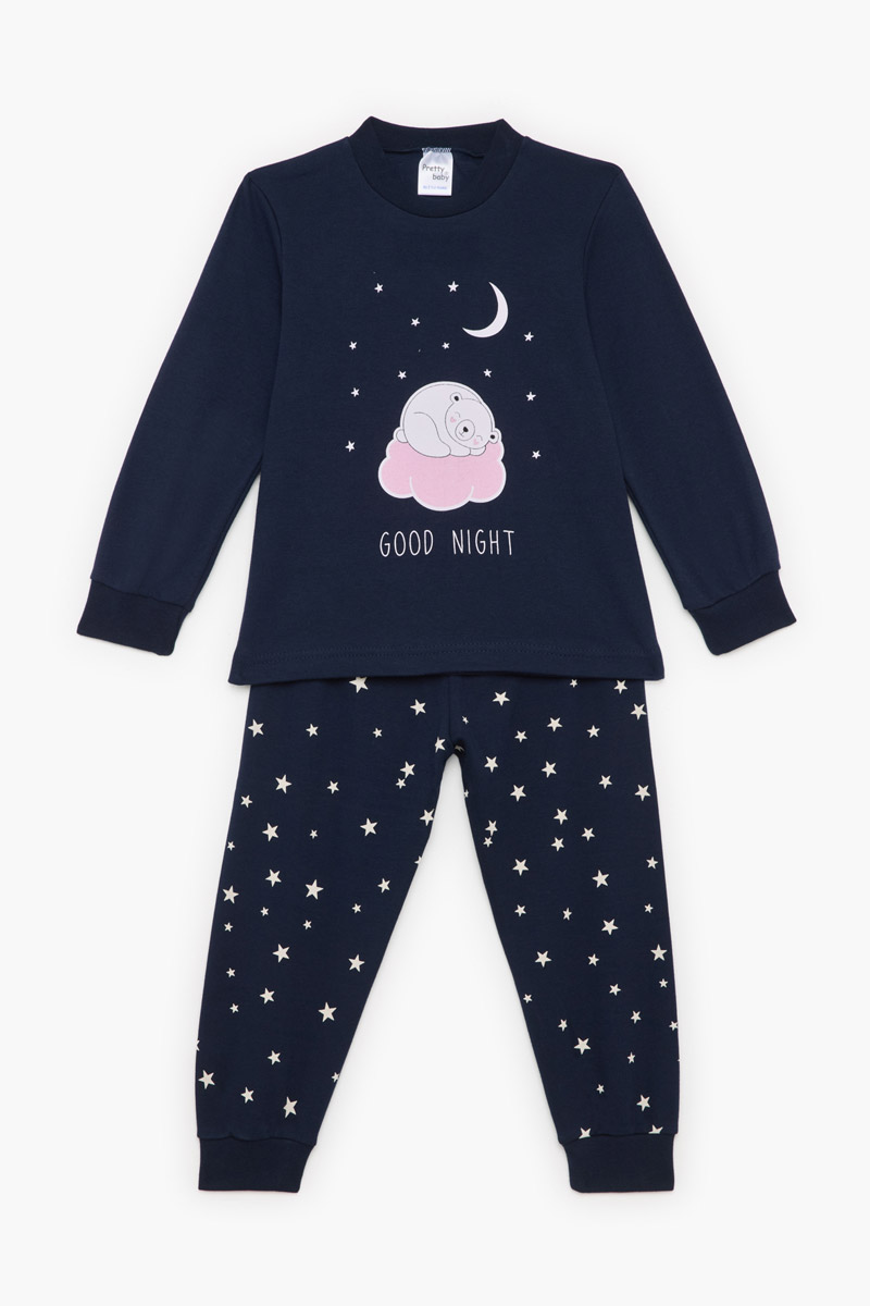 Παιδική πιτζάμα για κορίτσι PRETTY BABY 69214 ΜΠΛΕ ΣΚΟΥΡΟ