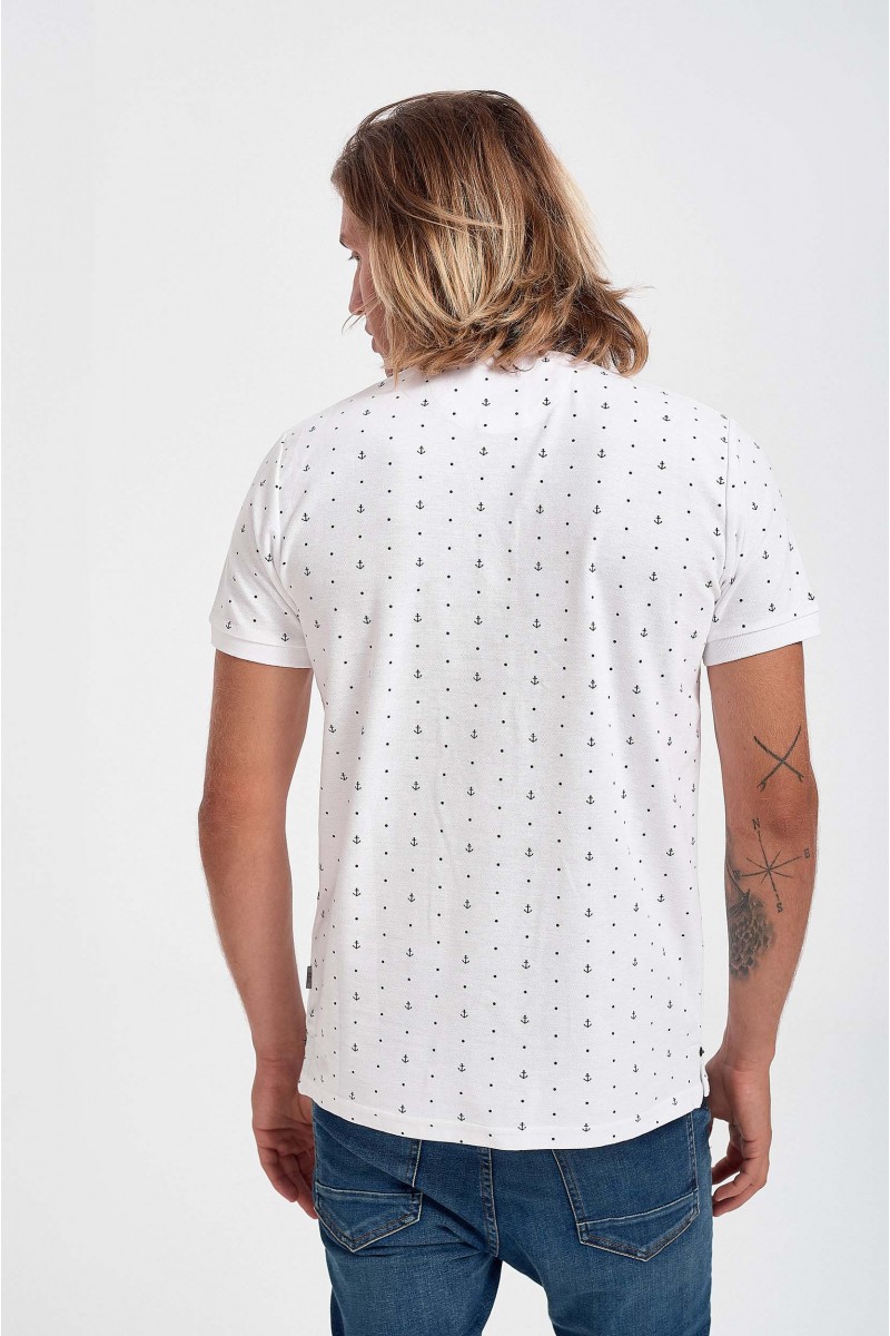 Ανδρική μπλούζα Polo Pique REBASE Anchor White Ανδρική μπλούζα Polo Pique REBASE Anchor White