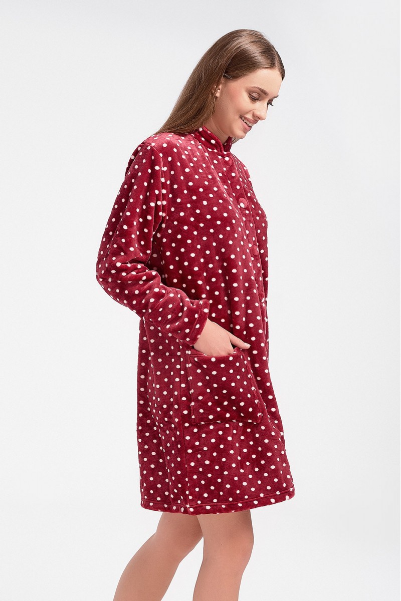 Χνουδωτή ρόμπα Fleece KARE Πουά Μπορντώ Χνουδωτή ρόμπα Fleece KARE Πουά Μπορντώ