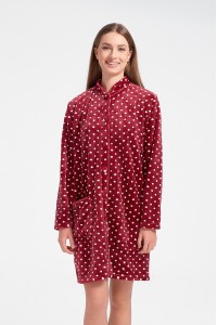 Χνουδωτή ρόμπα Fleece KARE Πουά Μπορντώ Χνουδωτή ρόμπα Fleece KARE Πουά Μπορντώ