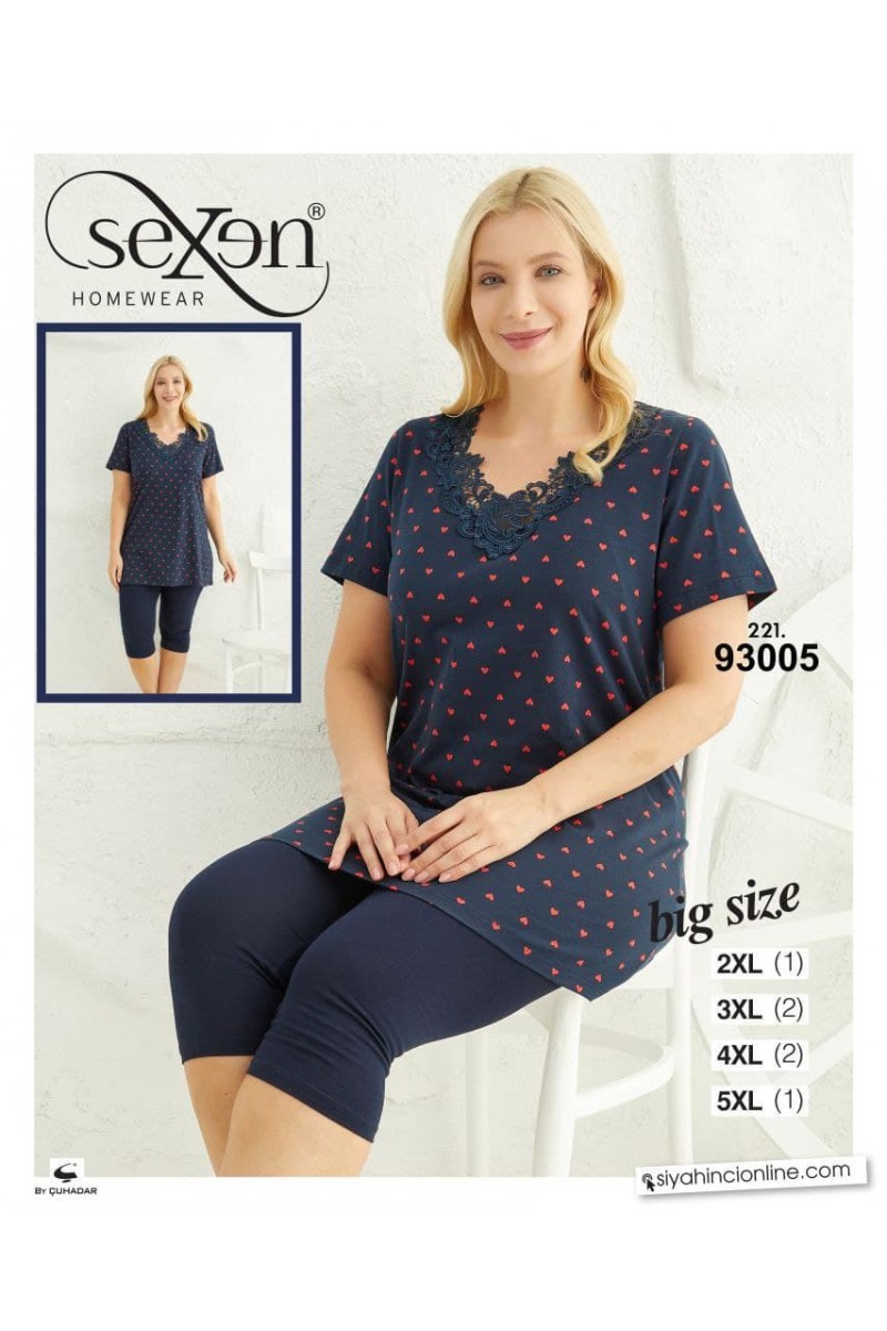 Γυναικεία Πιτζάμα PLUS SIZE SEXEN 93005 Γυναικεία Πιτζάμα PLUS SIZE SEXEN 93005