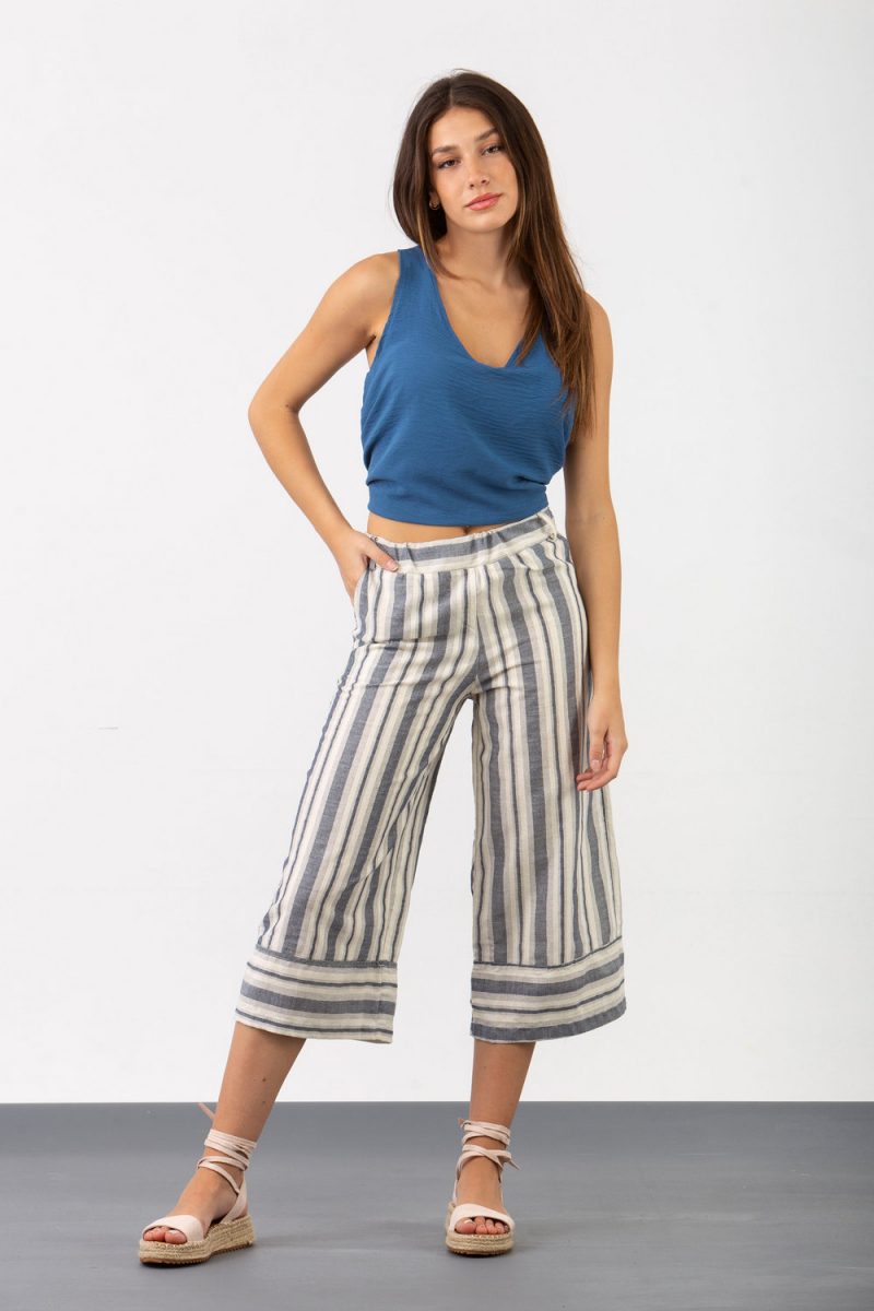 Ζιπ κιλότ ριγέ SIMPLE FASHION 628 Ζιπ κιλότ ριγέ SIMPLE FASHION 628