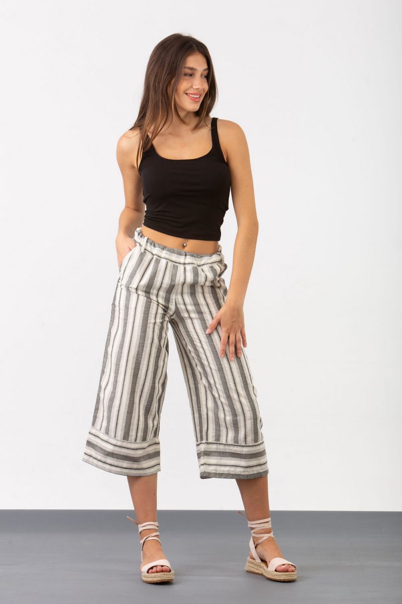 Ζιπ κιλότ ριγέ SIMPLE FASHION 628 Ζιπ κιλότ ριγέ SIMPLE FASHION 628