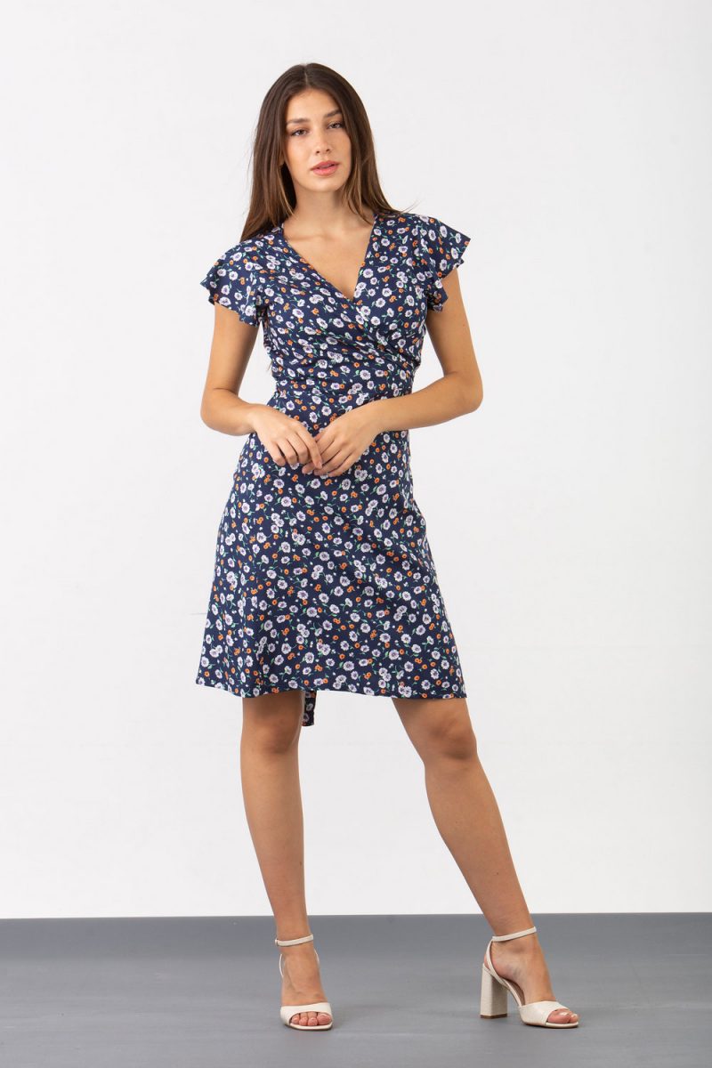 SIMPLE Φόρεμα floral voile κοντό δετό 234 SIMPLE Φόρεμα floral voile κοντό δετό 234