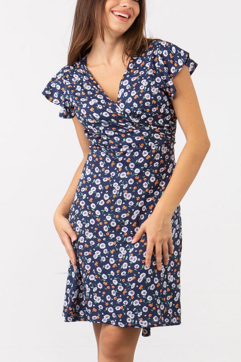 SIMPLE Φόρεμα floral voile κοντό δετό 234 SIMPLE Φόρεμα floral voile κοντό δετό 234