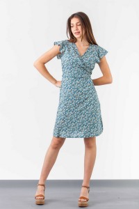SIMPLE Φόρεμα floral voile κοντό δετό 234 SIMPLE Φόρεμα floral voile κοντό δετό 234