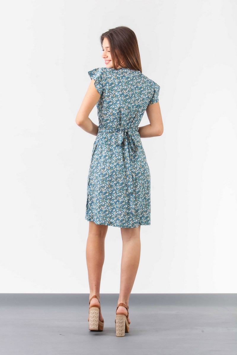 SIMPLE Φόρεμα floral voile κοντό δετό 234 SIMPLE Φόρεμα floral voile κοντό δετό 234