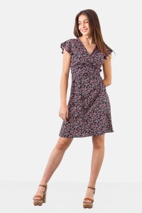 SIMPLE Φόρεμα floral voile κοντό δετό 234 SIMPLE Φόρεμα floral voile κοντό δετό 234