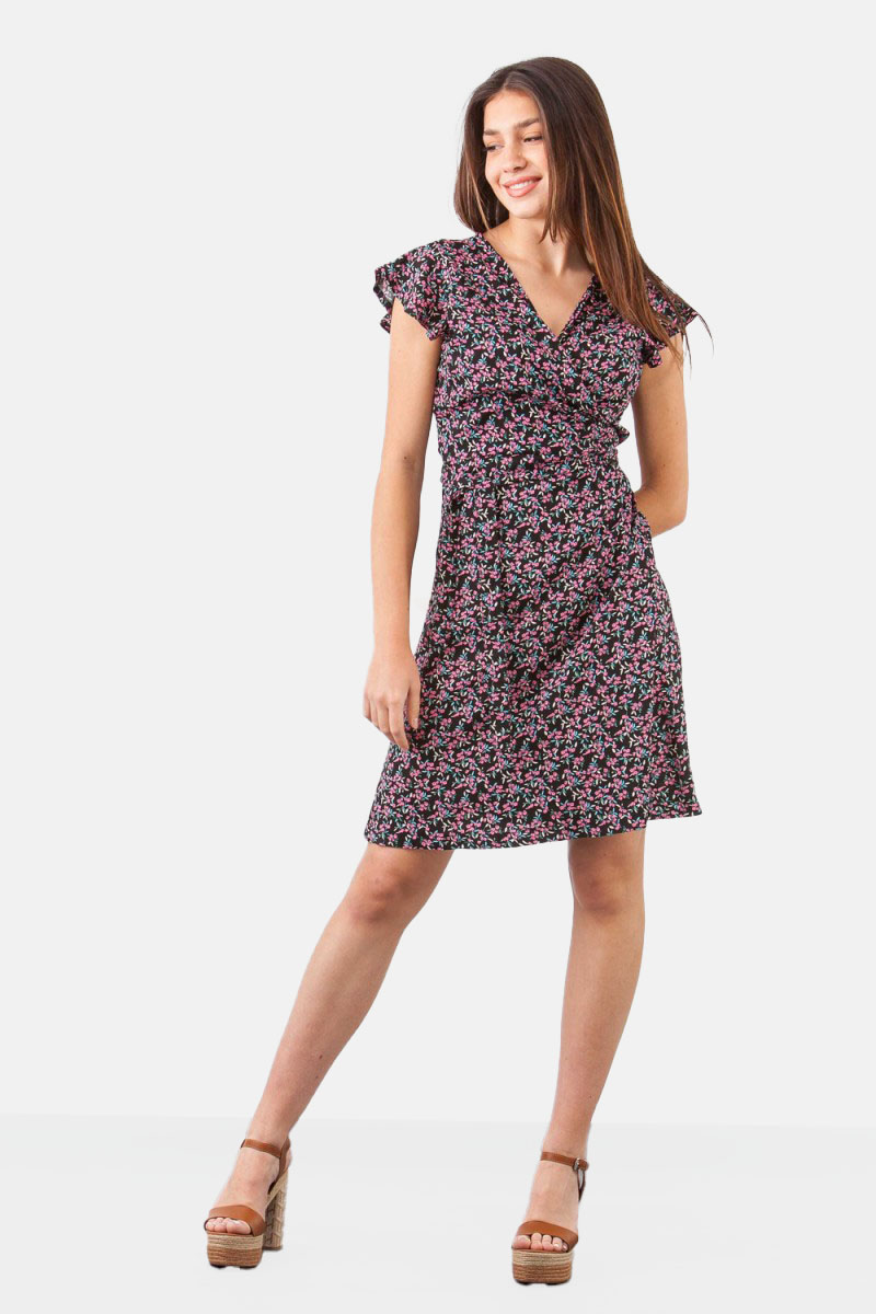 SIMPLE Φόρεμα floral voile κοντό δετό 234 SIMPLE Φόρεμα floral voile κοντό δετό 234