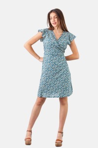 SIMPLE Φόρεμα floral voile κοντό δετό 234 SIMPLE Φόρεμα floral voile κοντό δετό 234
