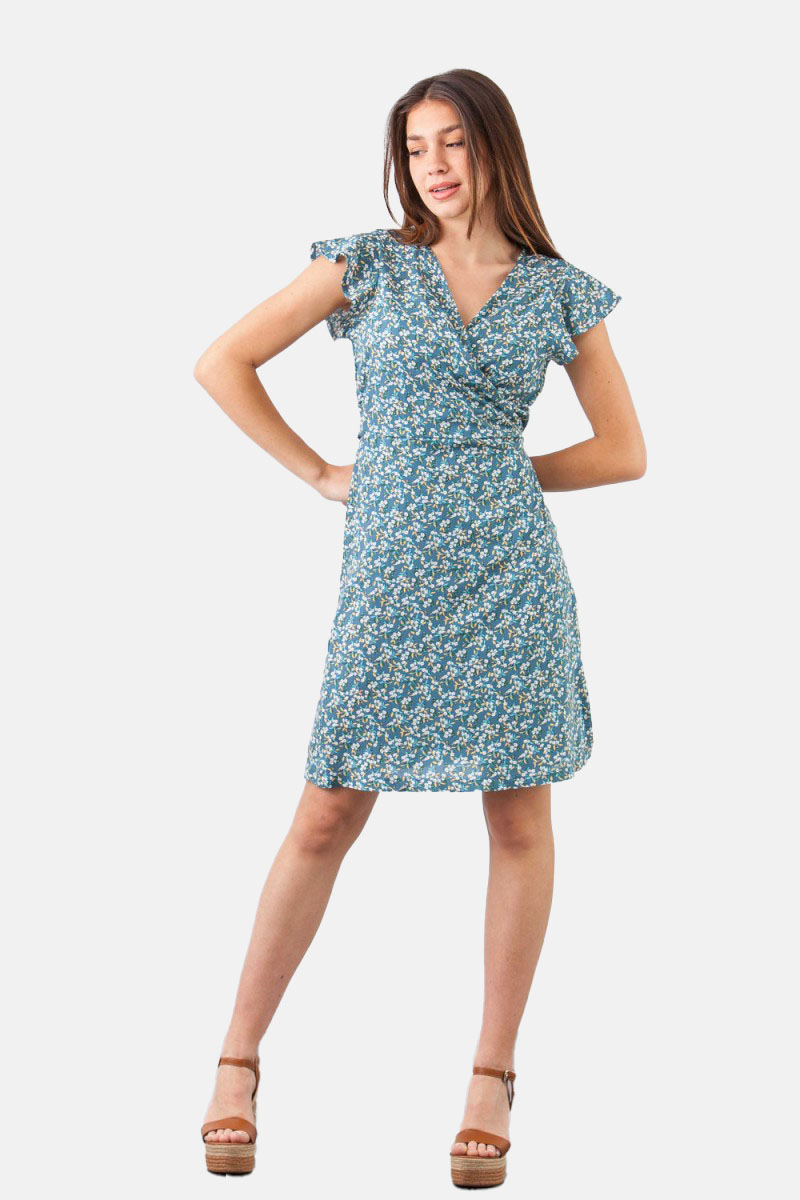 SIMPLE Φόρεμα floral voile κοντό δετό 234 SIMPLE Φόρεμα floral voile κοντό δετό 234