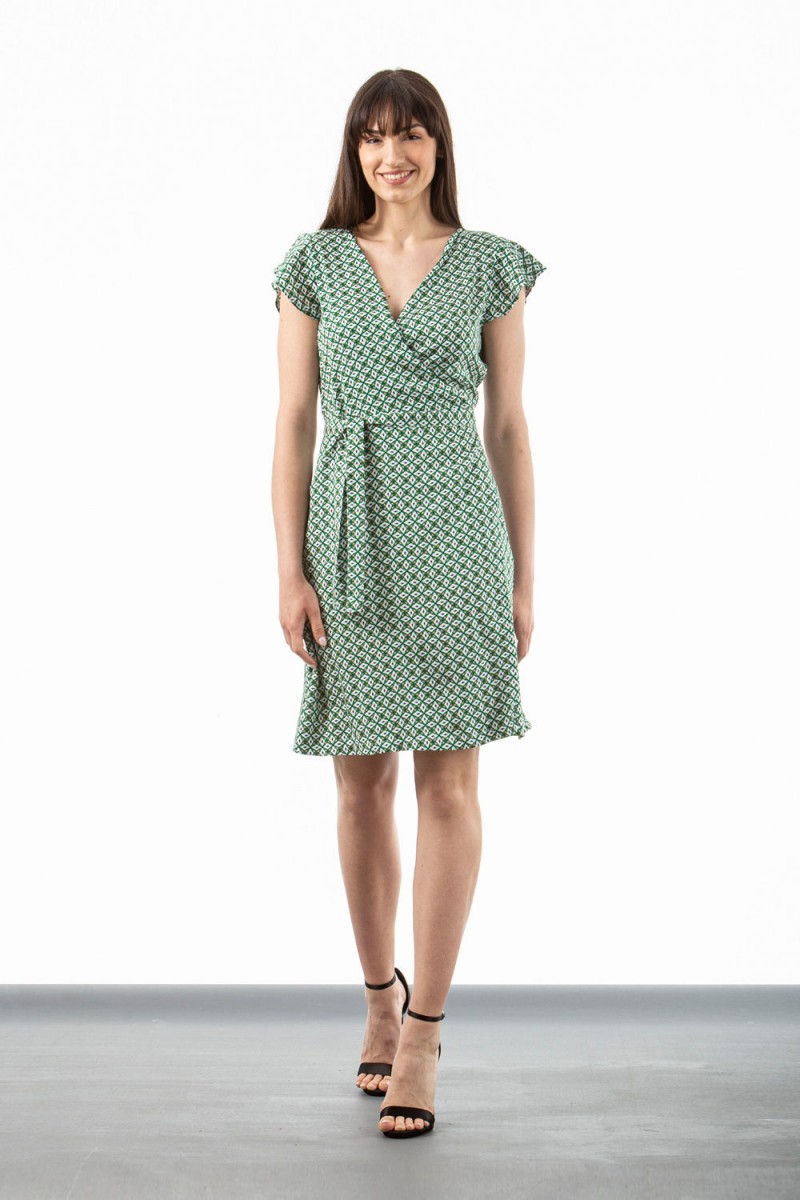 Φόρεμα εμπριμέ VOILE Δετό SIMPLE FASHION 23 206 Φόρεμα εμπριμέ VOILE Δετό SIMPLE FASHION 23 206