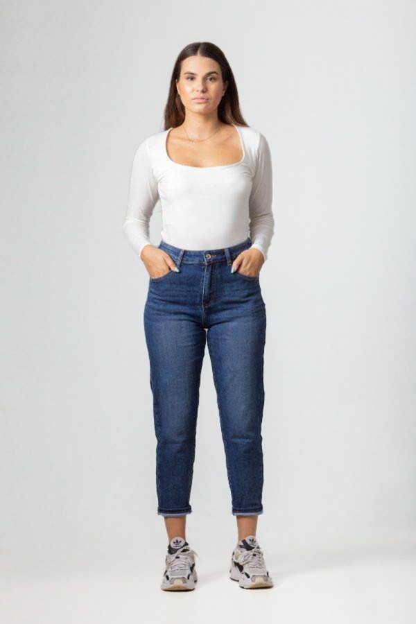Παντελόνι jeans mom fit SIMPLE FASHON 23-6013