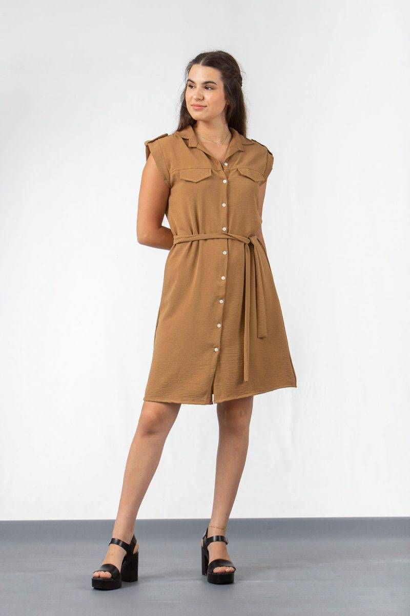 Φόρεμα σεμιζιέ αμάνικο SIMPLE FASHION 23-244 Φόρεμα σεμιζιέ αμάνικο SIMPLE FASHION 23-244