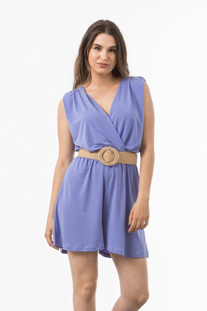Ολόσωμο σορτς ζέρσεϋ κρουαζέ SIMPLE FASHION 23-634 Ολόσωμο σορτς ζέρσεϋ κρουαζέ SIMPLE FASHION 23-634