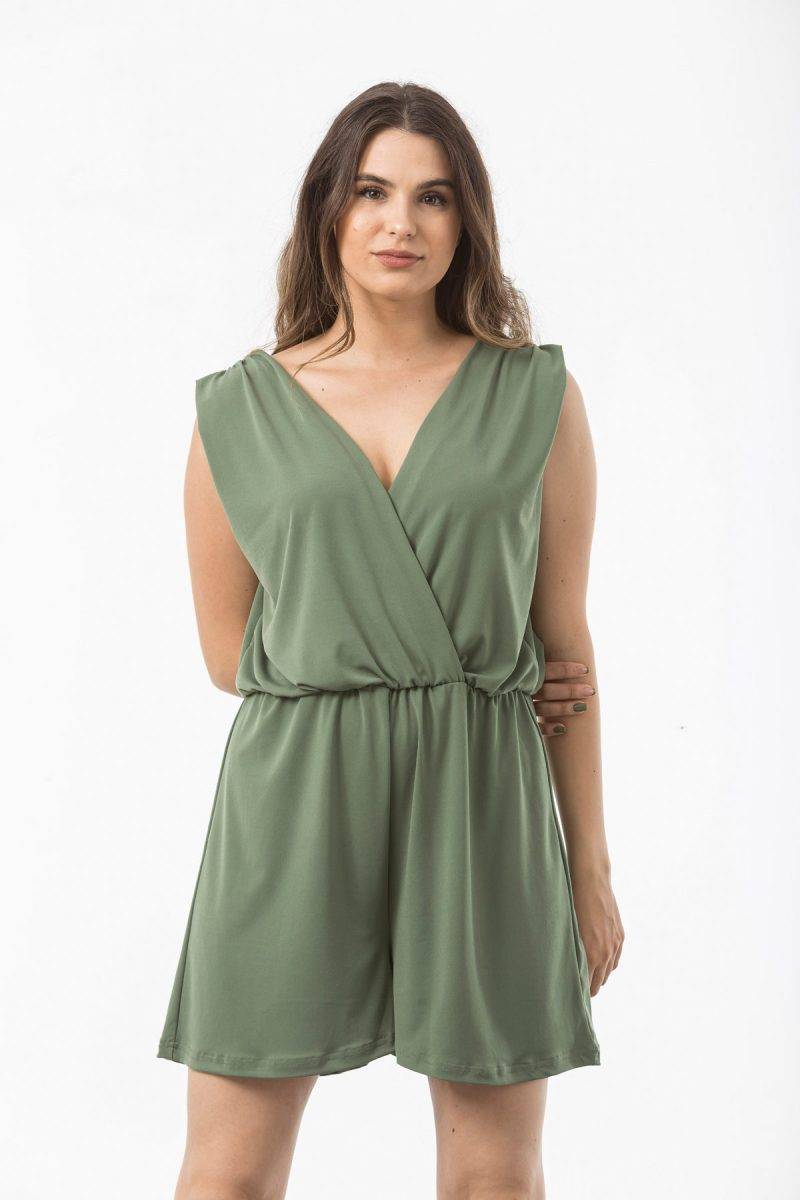 Ολόσωμο σορτς ζέρσεϋ κρουαζέ SIMPLE FASHION 23-634 Ολόσωμο σορτς ζέρσεϋ κρουαζέ SIMPLE FASHION 23-634