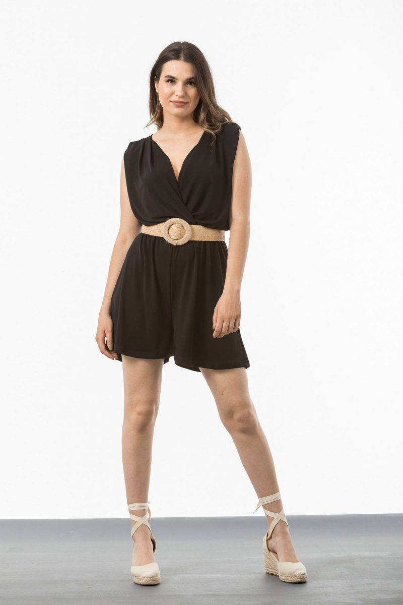 Ολόσωμο σορτς ζέρσεϋ κρουαζέ SIMPLE FASHION 23-634 Ολόσωμο σορτς ζέρσεϋ κρουαζέ SIMPLE FASHION 23-634
