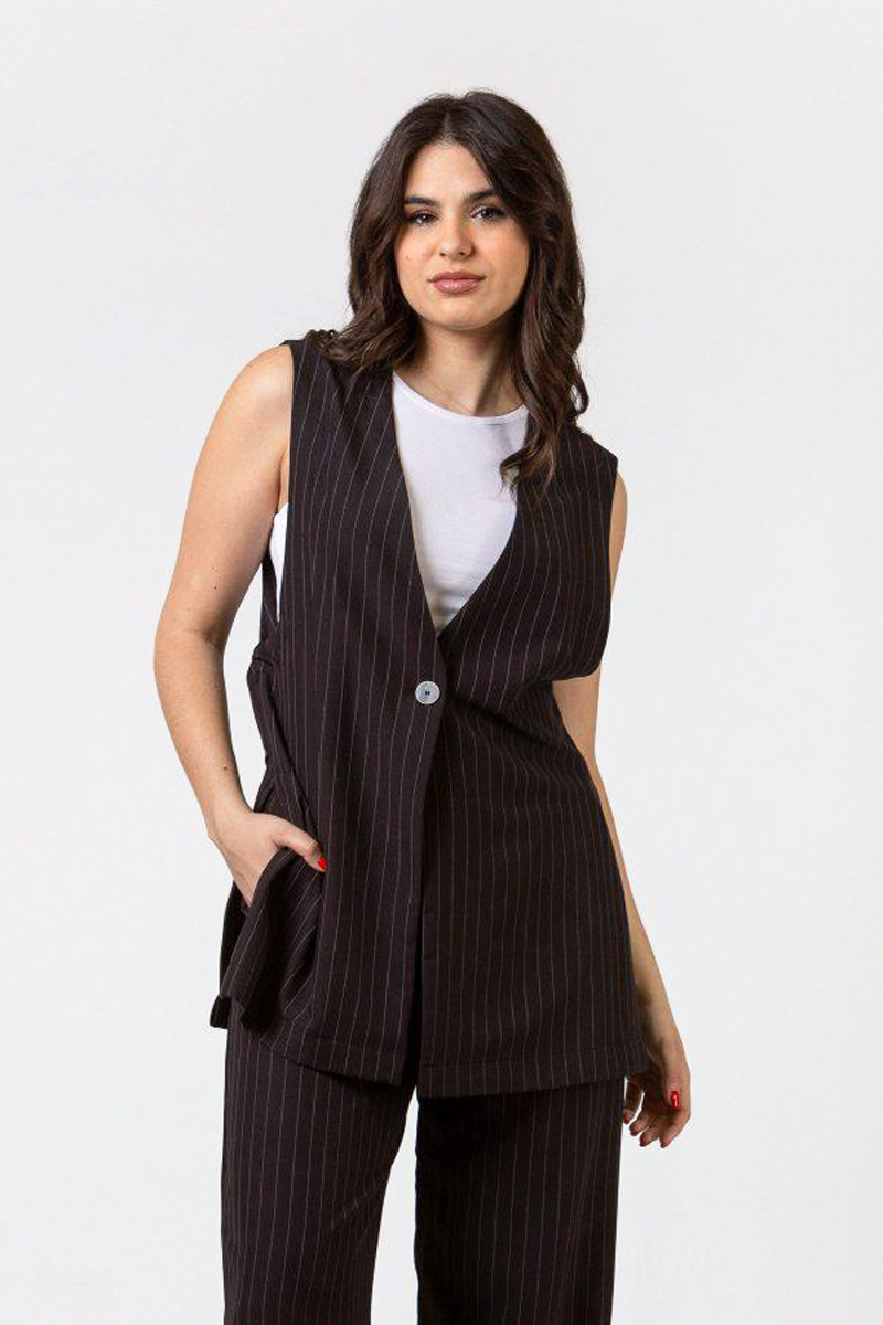Γυναικείο γιλέκο TR ριγέ SIMPLE FASHION 24-501 Γυναικείο γιλέκο TR ριγέ SIMPLE FASHION 24-501
