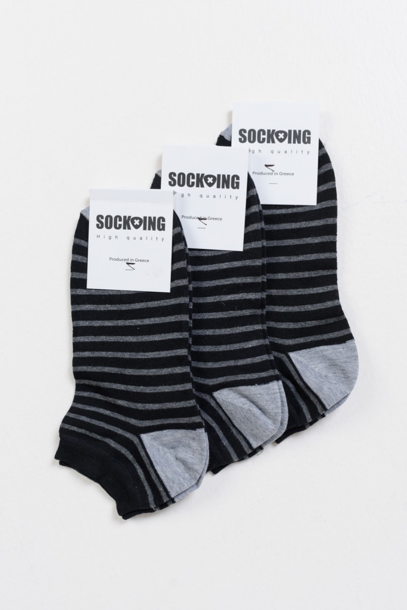 Κοντές κάλτσες ριγέ SOCKING 3 Pack 746-01