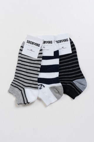 Κοντές κάλτσες ριγέ SOCKING 3 Pack 746-02