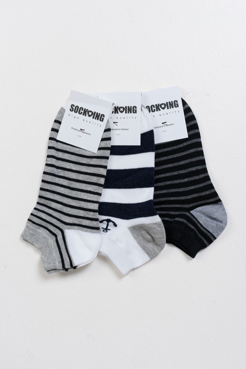Κοντές κάλτσες ριγέ SOCKING 3 Pack 746-02