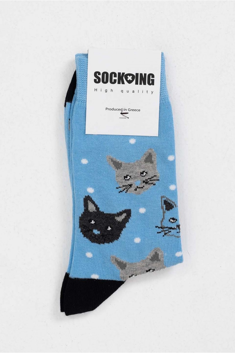 Crazy Cats Black Socks