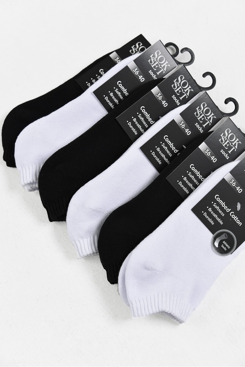 Κοντές Αθλητικές κάλτσες SOKSET 6 Pack Λευκό και Μαύρο