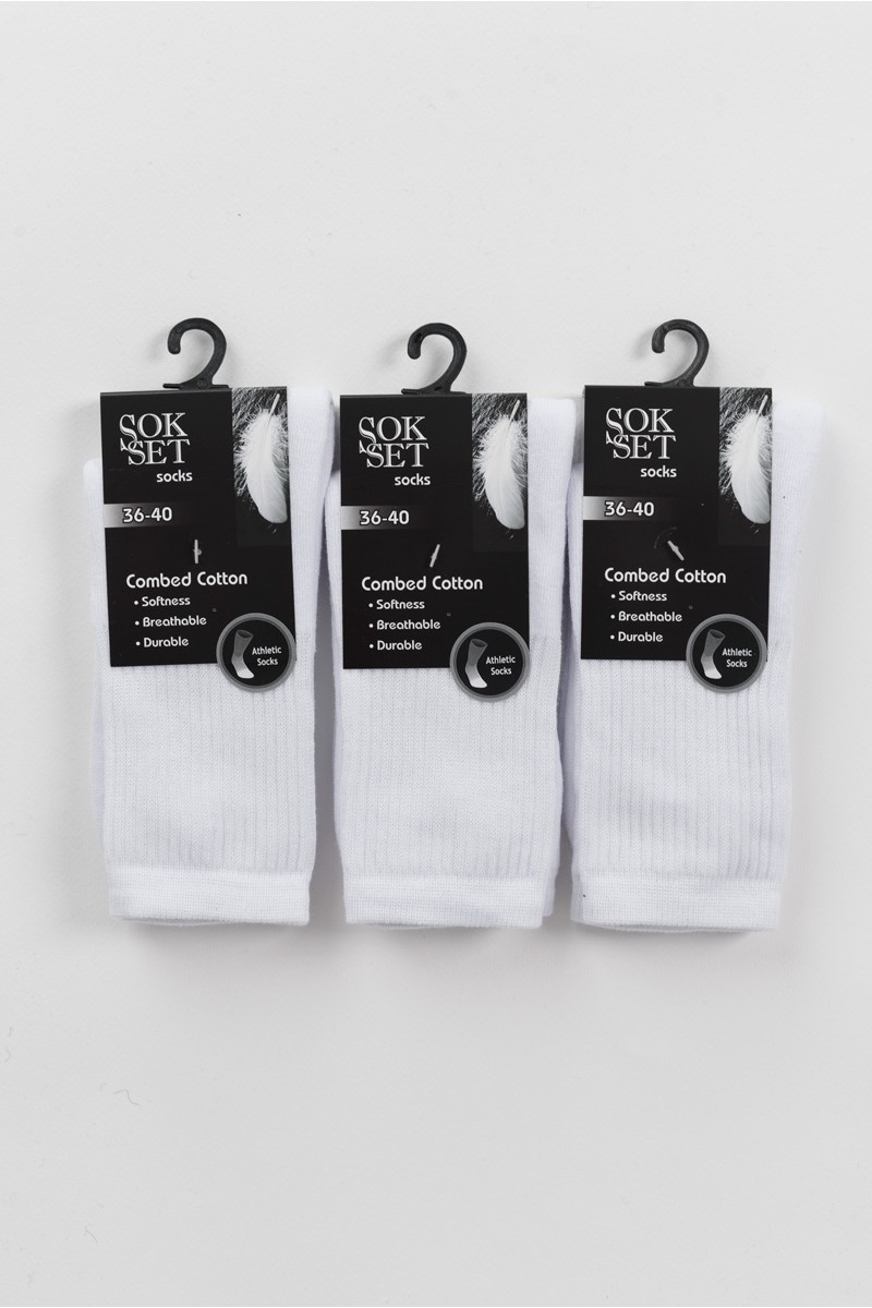 Αθλητικές κάλτσες SOKSET 3 Pack White