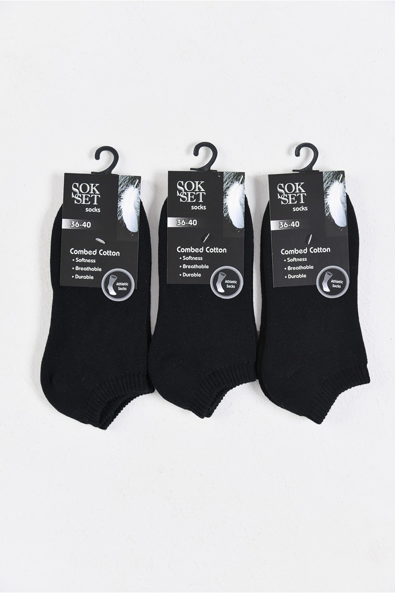 Κοντές Αθλητικές κάλτσες SOKSET 3 Pack Black