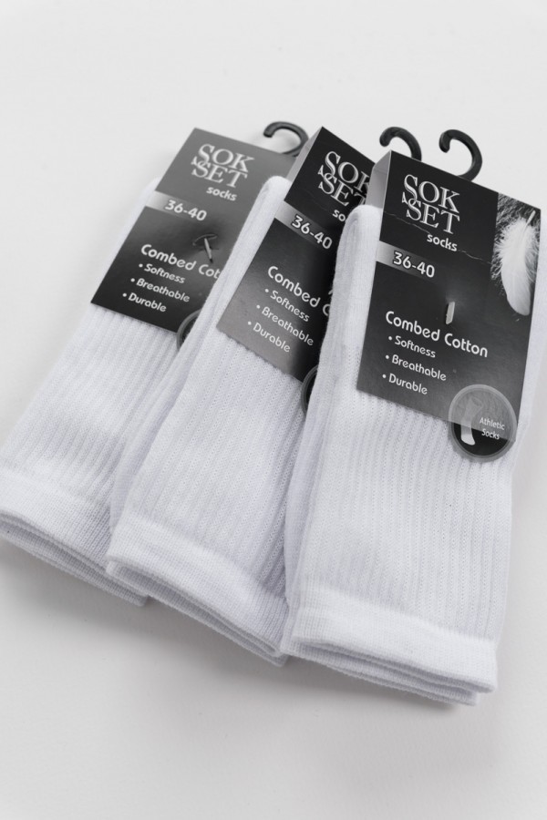 Αθλητικές κάλτσες SOKSET 3 Pack White