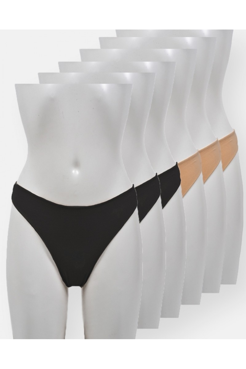 INVISI Σλιπ μονόχρωμο βαμβακερό Μαύρο - Μπεζ (6 Pack) INVISI Σλιπ μονόχρωμο βαμβακερό Μαύρο - Μπεζ (6 Pack)