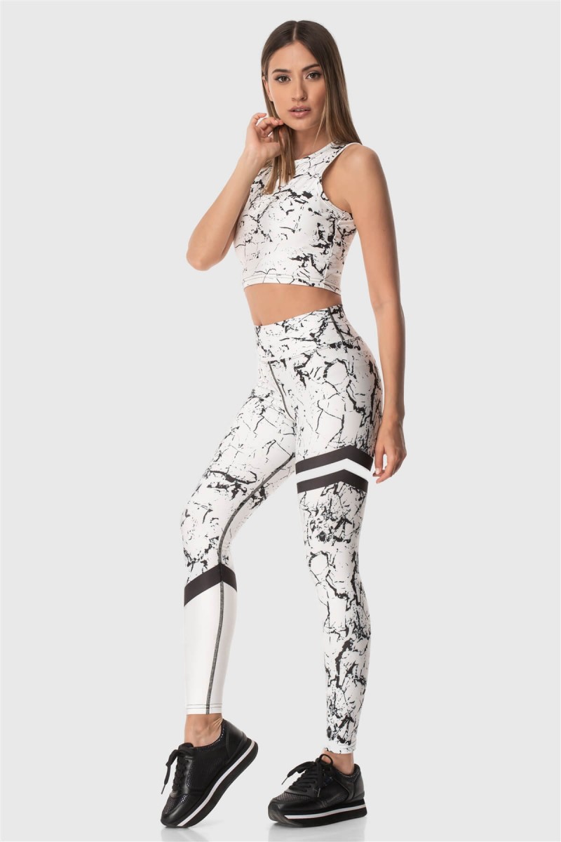 Αθλητικό κολάν Superstacy White Marble PUSH UP FIT Αθλητικό κολάν Superstacy White Marble PUSH UP FIT