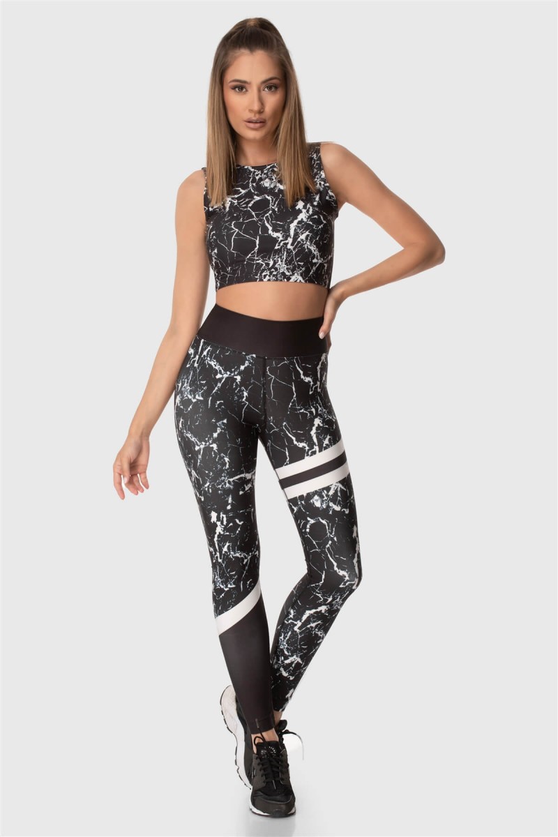 Αθλητικό κολάν Superstacy Black Marble PUSH UP FIT Αθλητικό κολάν Superstacy Black Marble PUSH UP FIT