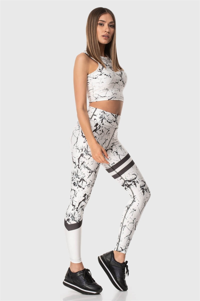Αθλητικό κολάν Superstacy White Marble PUSH UP FIT Αθλητικό κολάν Superstacy White Marble PUSH UP FIT