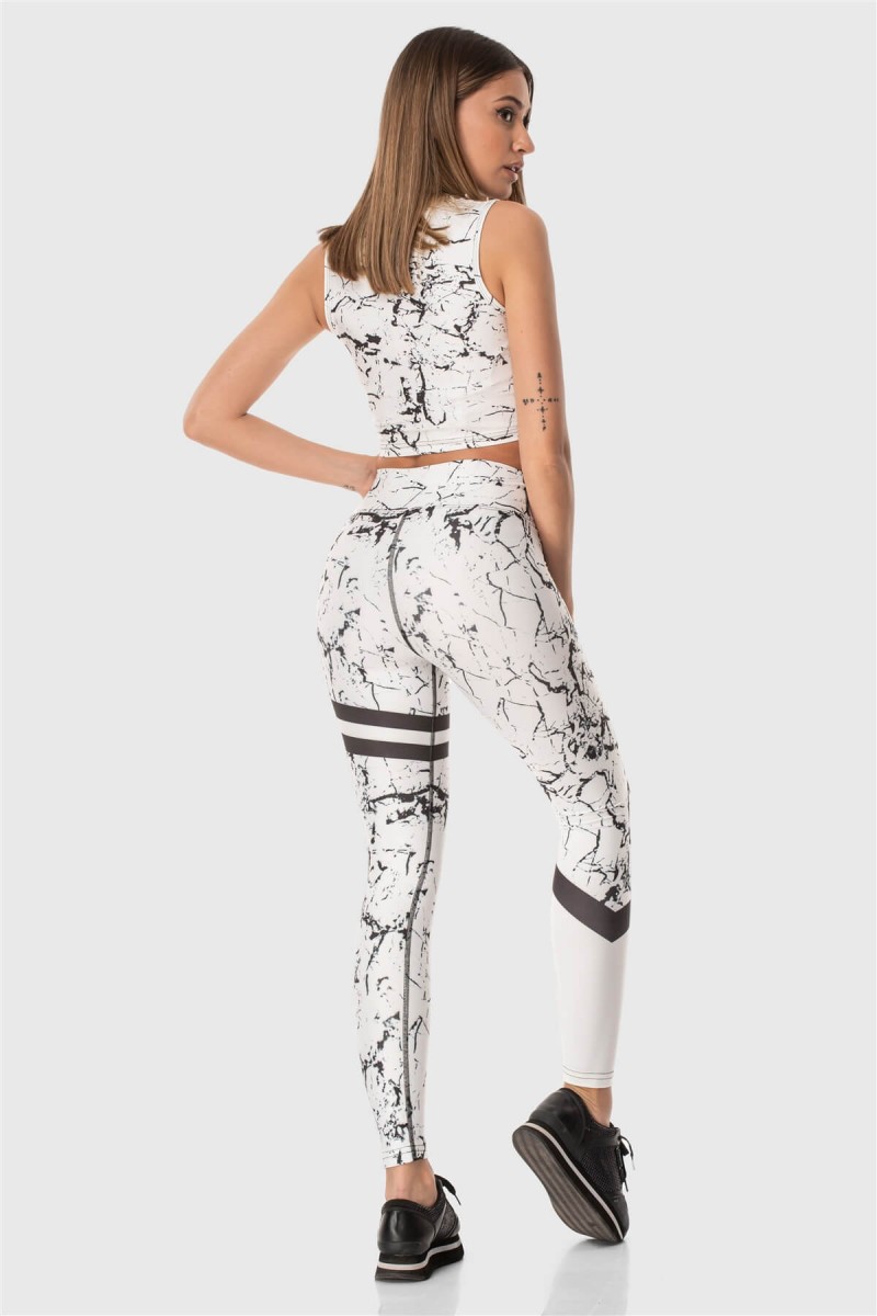 Αθλητικό κολάν Superstacy White Marble PUSH UP FIT Αθλητικό κολάν Superstacy White Marble PUSH UP FIT