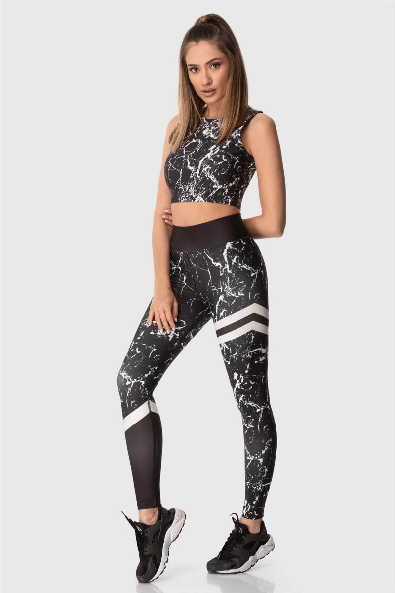 Αθλητικό κολάν Superstacy Black Marble PUSH UP FIT Αθλητικό κολάν Superstacy Black Marble PUSH UP FIT