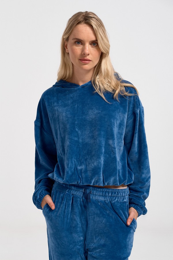 Βελουτέ μπλούζα γυναικεία TRAX Μπλε 44403