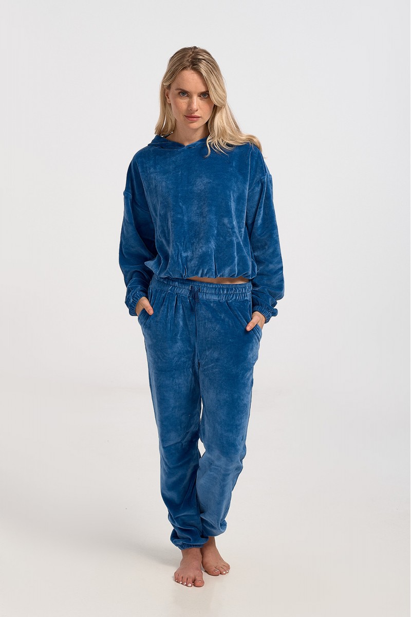 Βελουτέ μπλούζα γυναικεία TRAX Μπλε 44403