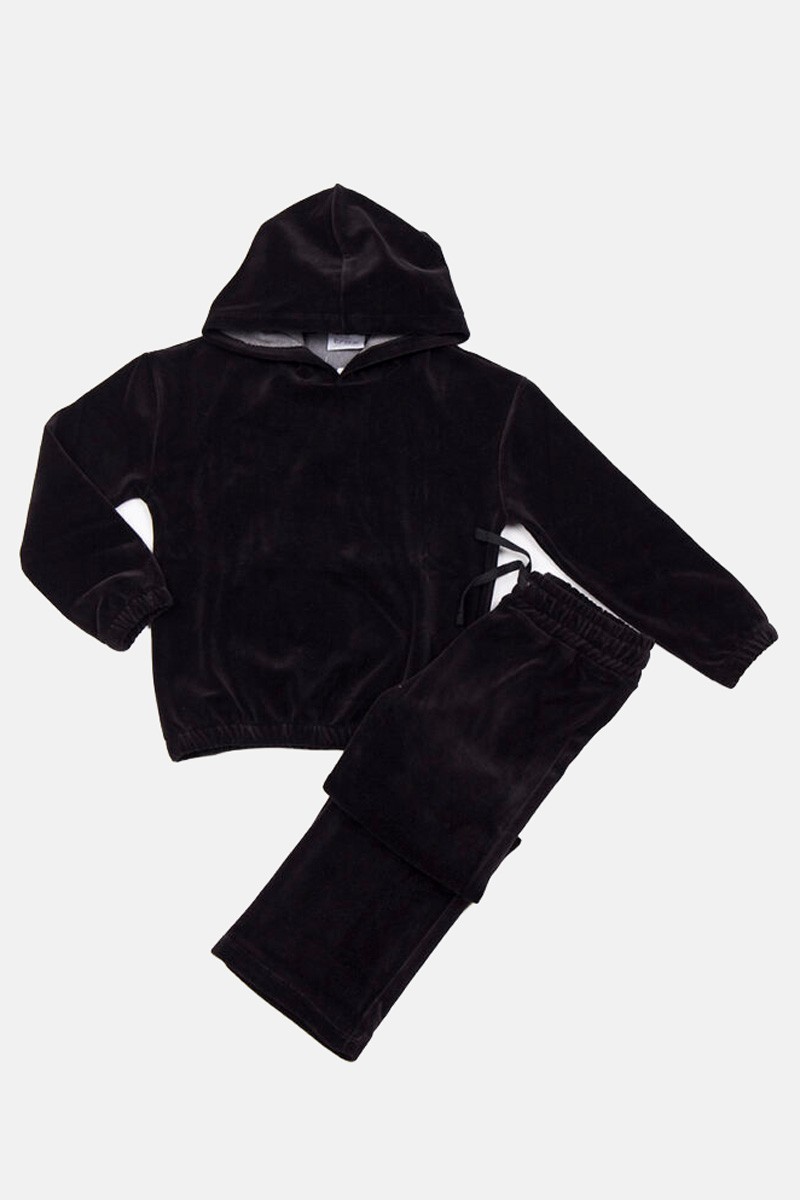 Βελούδινες φόρμες σετ κορίτσι TRAX 48661 ΜΑΥΡΟ