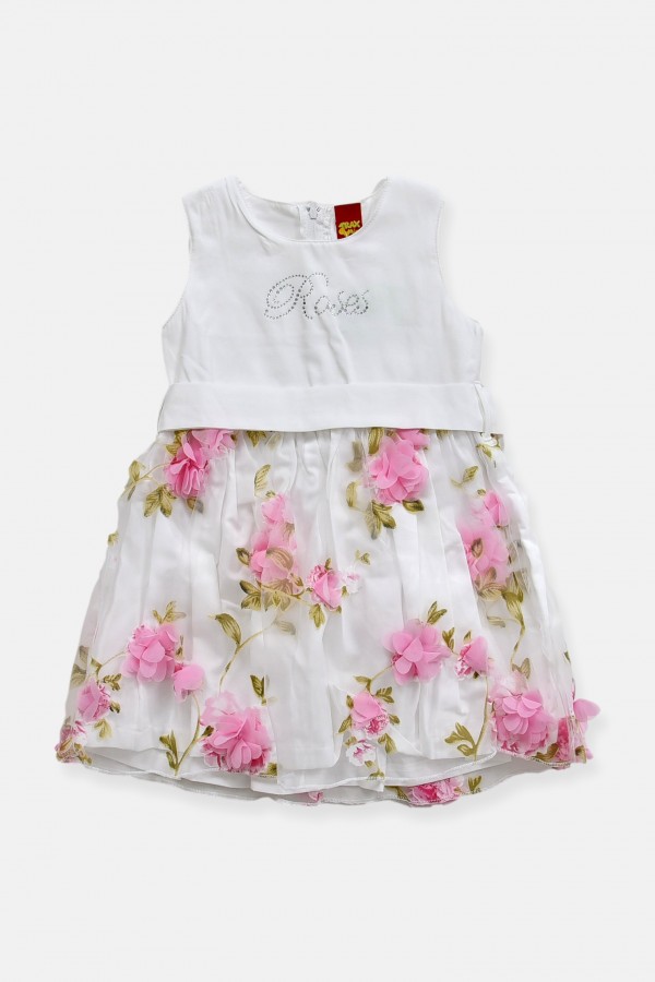 Παιδικό φόρεμα TRAX Roses Λευκό