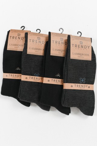 Ισοθερμικές Κάλτσες TRENDY SOCKS 4 Pack LAMBSWOOL ΜΑΥΡΟ ΓΚΡΙ